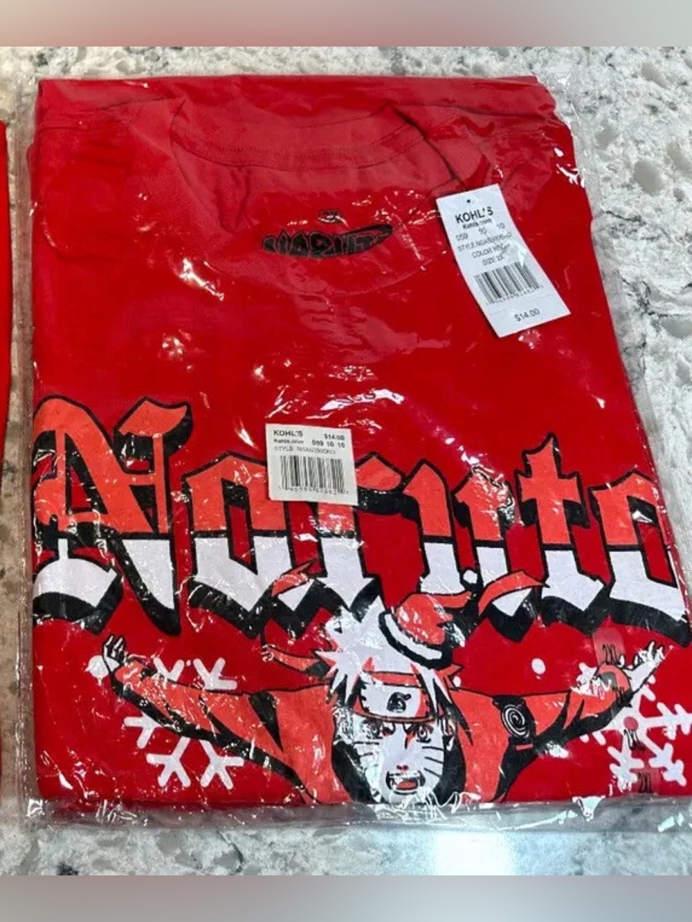 Naruto Shippuden Mens 2X Anime Graphic Tee T Shirt Christmas Red Snowflake XXL